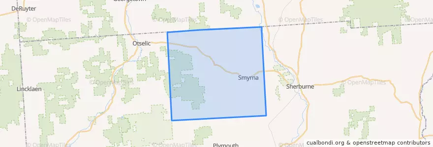 Mapa de ubicacion de Town of Smyrna.