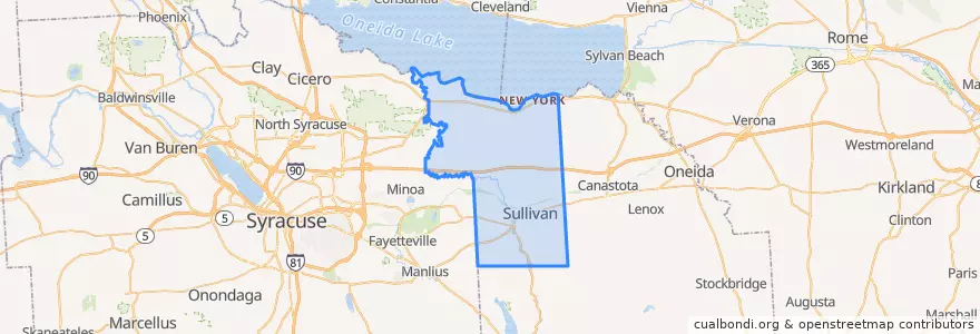 Mapa de ubicacion de Town of Sullivan.