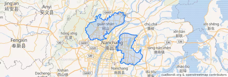 Mapa de ubicacion de Qingshanhu District.