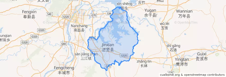 Mapa de ubicacion de Jinxian County.