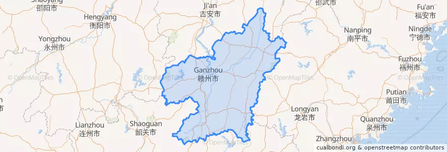 Mapa de ubicacion de Ganzhou.