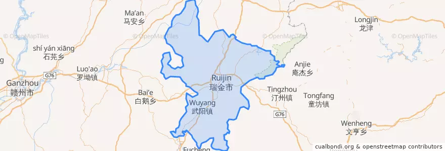Mapa de ubicacion de 瑞金市 (Ruijin).