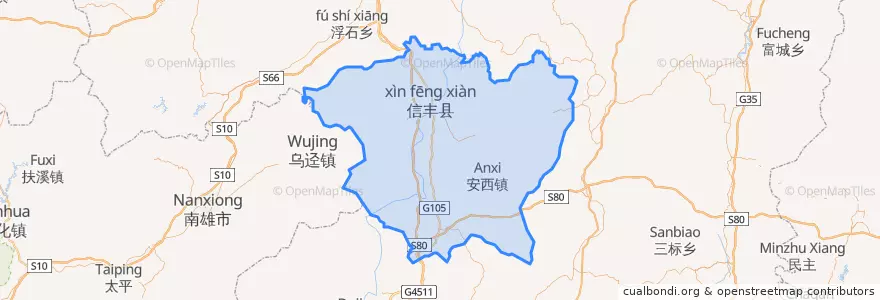 Mapa de ubicacion de 信丰县 (Xinfeng).