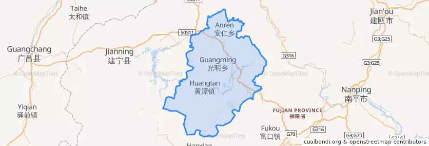 Mapa de ubicacion de Jiangle.