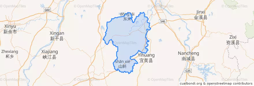 Mapa de ubicacion de 崇仁县.