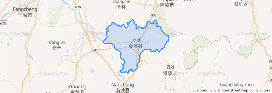 Mapa de ubicacion de Xian de Jinxi.
