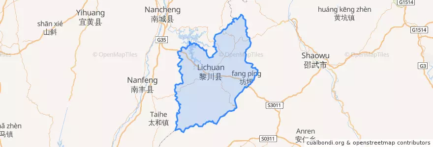 Mapa de ubicacion de 黎川县.