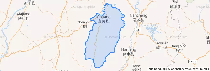 Mapa de ubicacion de 宜黄县 (Yihuang).