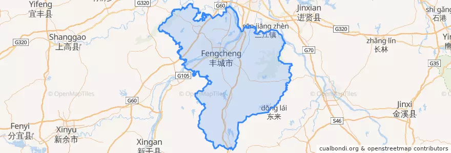 Mapa de ubicacion de 丰城市 (Fengcheng).