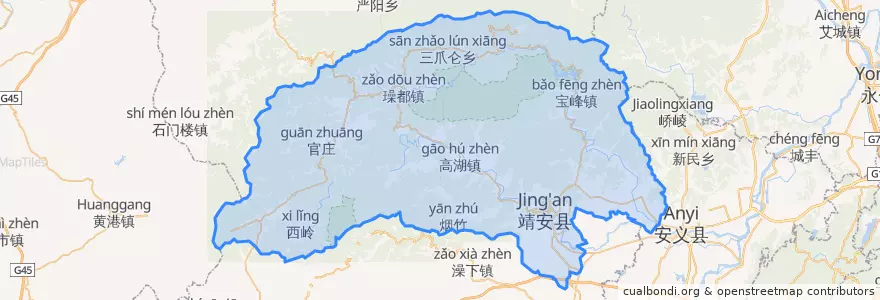 Mapa de ubicacion de Jing'an County.