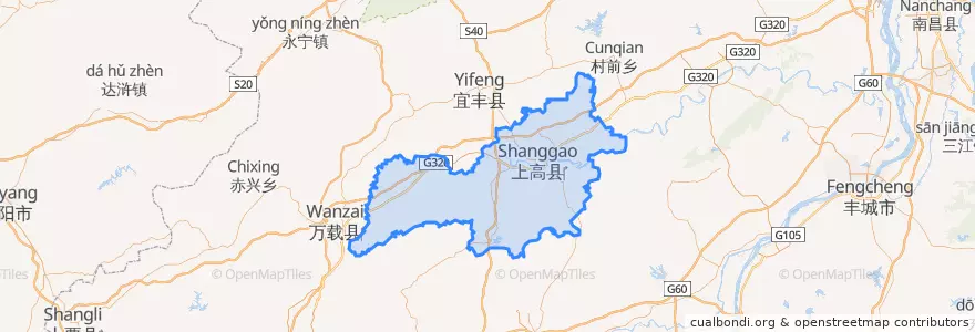 Mapa de ubicacion de 上高县 (Shanggao).