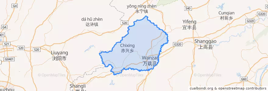 Mapa de ubicacion de 万载县.