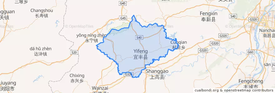 Mapa de ubicacion de 宜丰县 (Yifeng).