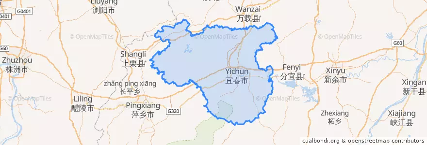 Mapa de ubicacion de 袁州区.