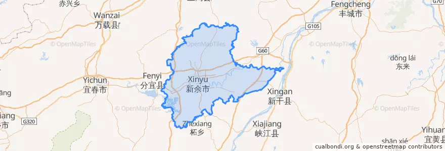 Mapa de ubicacion de 渝水区 (Yushui).