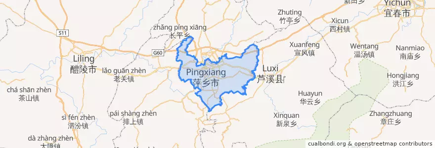 Mapa de ubicacion de 安源区.
