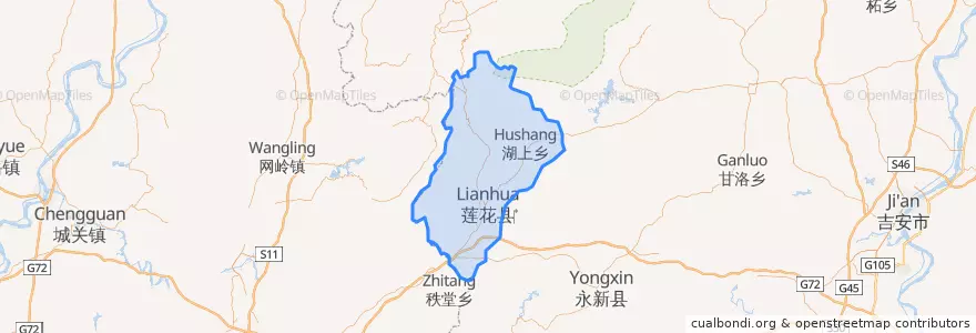 Mapa de ubicacion de 莲花县 (Lianhua).