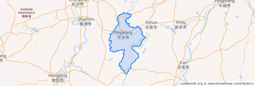 Mapa de ubicacion de 萍乡市.
