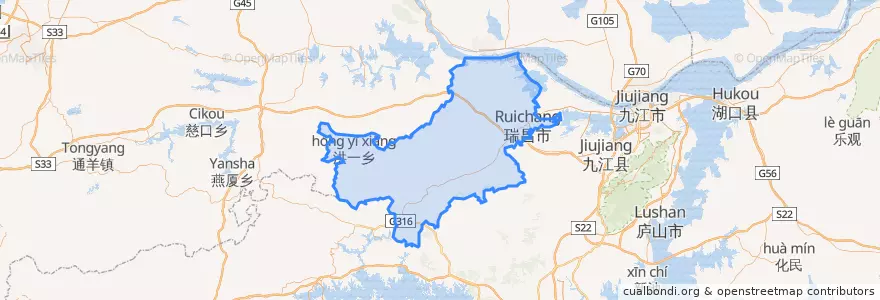 Mapa de ubicacion de 瑞昌市 (Ruichang).
