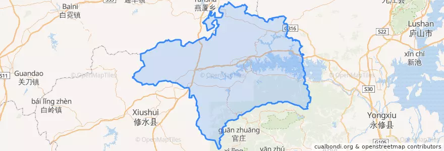 Mapa de ubicacion de 武宁县 (Wuning).