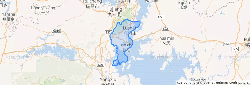 Mapa de ubicacion de 庐山市 (Lushan).