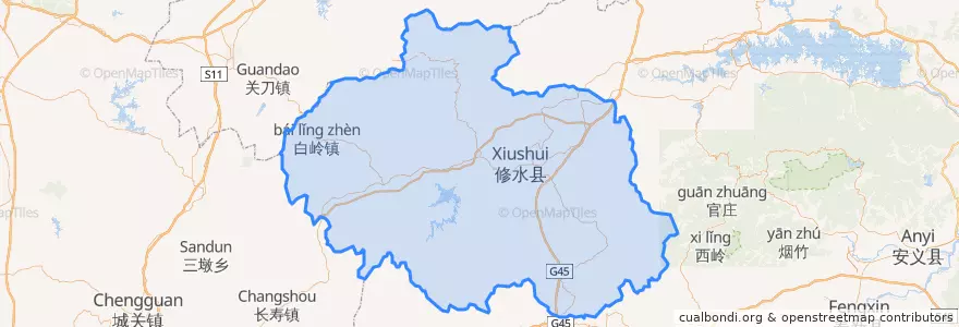 Mapa de ubicacion de 修水县 (Xiushui).