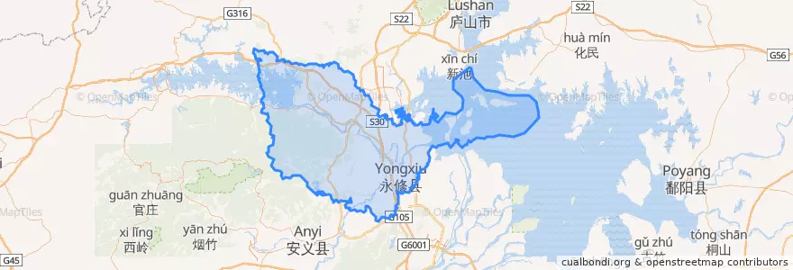 Mapa de ubicacion de 永修县 (Yongxiu).