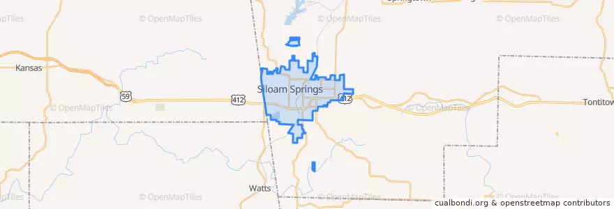 Mapa de ubicacion de Siloam Springs.