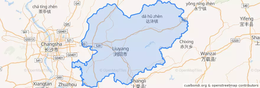 Mapa de ubicacion de 浏阳市.