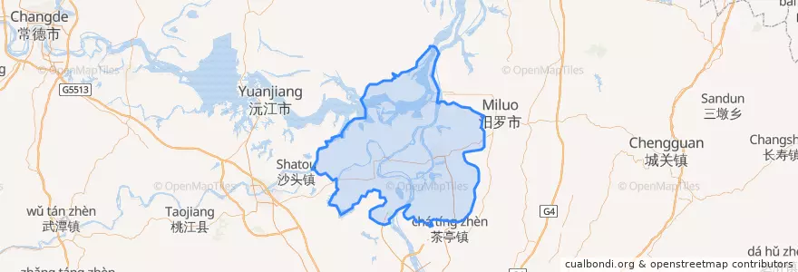 Mapa de ubicacion de Xiangyin County.
