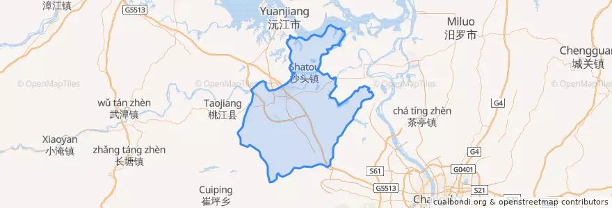 Mapa de ubicacion de 赫山区 (Taojiang).