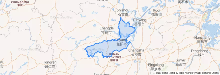 Mapa de ubicacion de 益阳市.