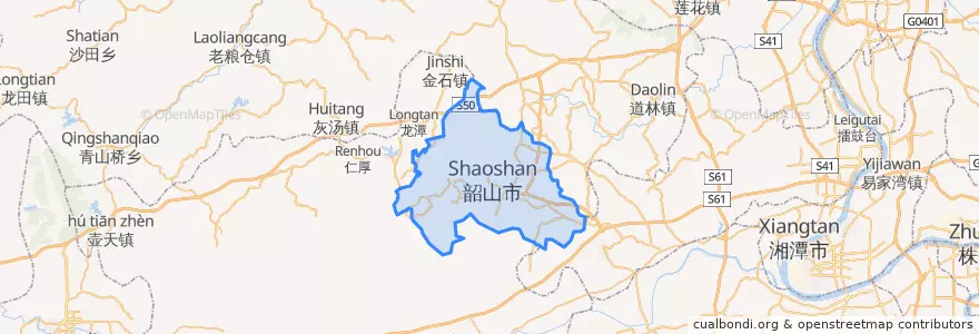 Mapa de ubicacion de 韶山市.