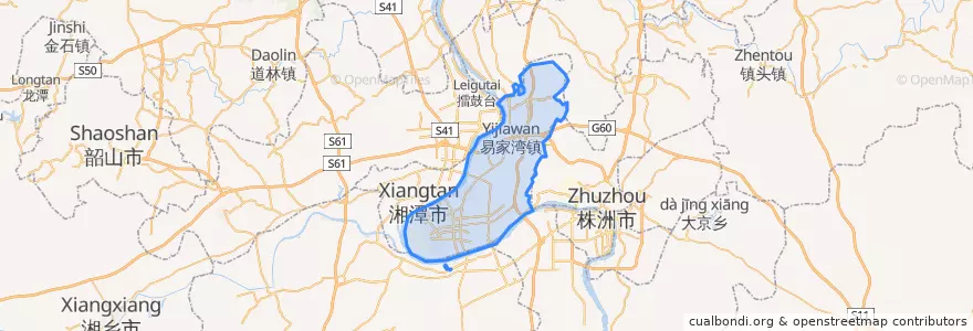 Mapa de ubicacion de 岳塘区.