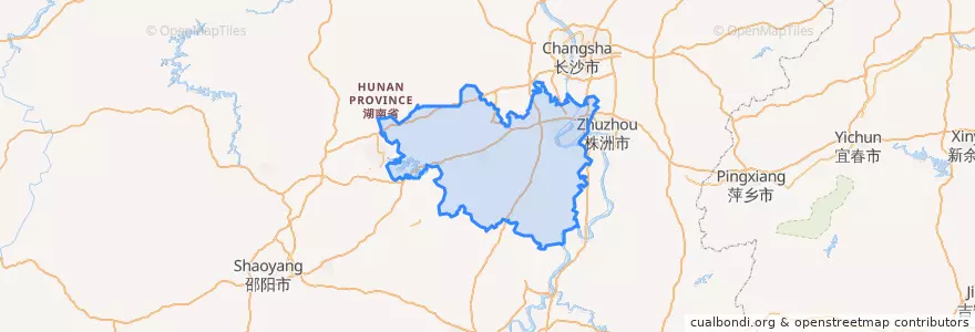 Mapa de ubicacion de Xiangtan City.