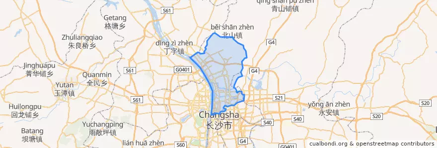 Mapa de ubicacion de 开福区.