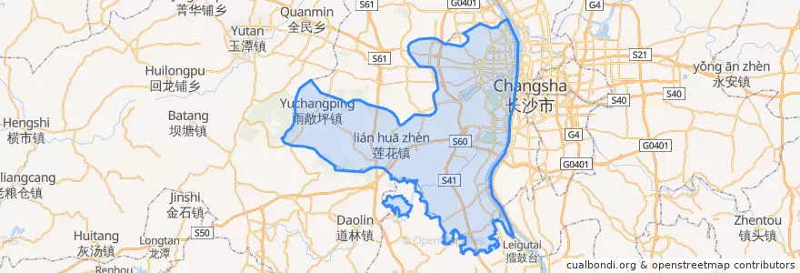 Mapa de ubicacion de 岳麓区.