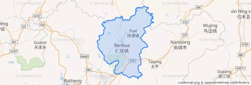 Mapa de ubicacion de 仁化县 (Renhua).