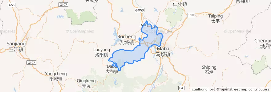 Mapa de ubicacion de 武江区 (Wujiang).