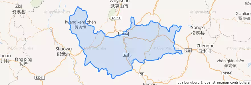 Mapa de ubicacion de Jiànyáng Qū.