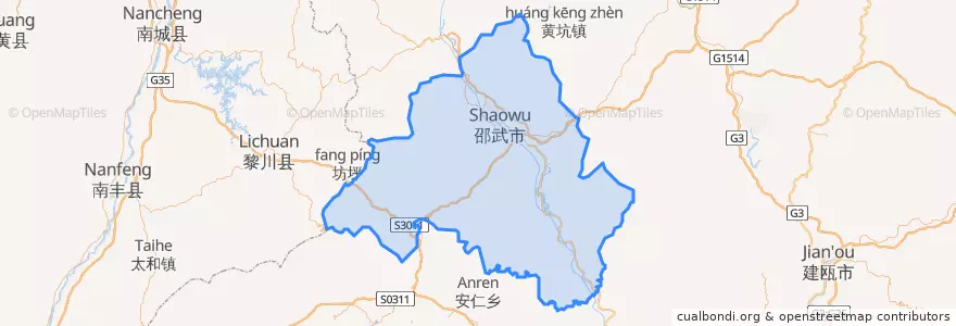 Mapa de ubicacion de Shàowŭ Shì.