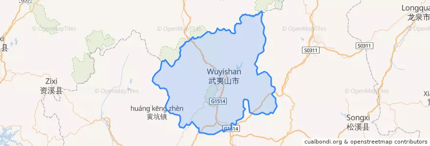 Mapa de ubicacion de Wuyishan, Fujian.