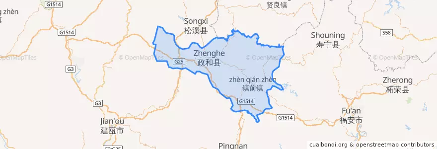 Mapa de ubicacion de 政和县.