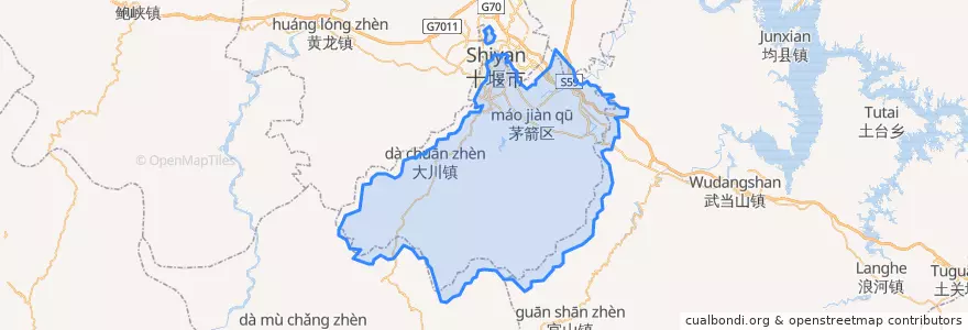 Mapa de ubicacion de 茅箭区.