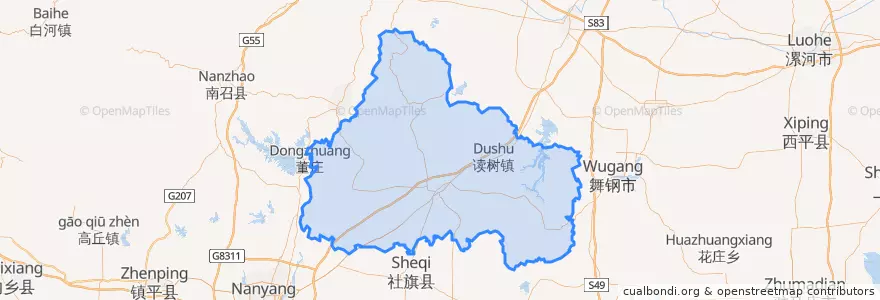 Mapa de ubicacion de Fangcheng County.