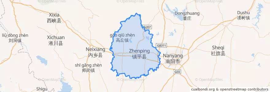 Mapa de ubicacion de 镇平县.