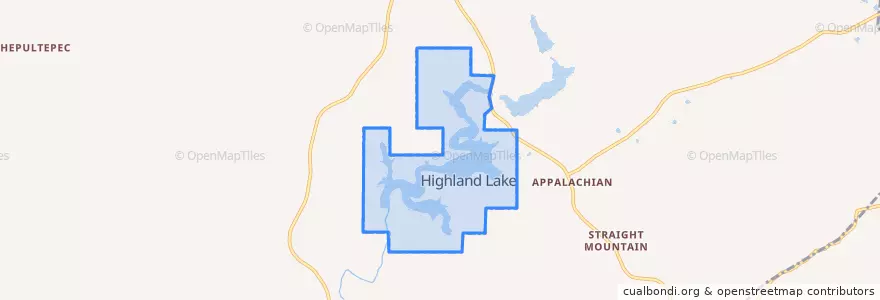 Mapa de ubicacion de Highland Lake.