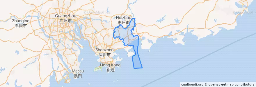Mapa de ubicacion de 惠阳区.