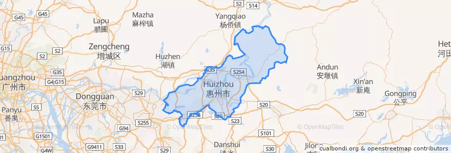 Mapa de ubicacion de 惠城区 (Huicheng).