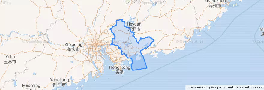 Mapa de ubicacion de 恵州市.